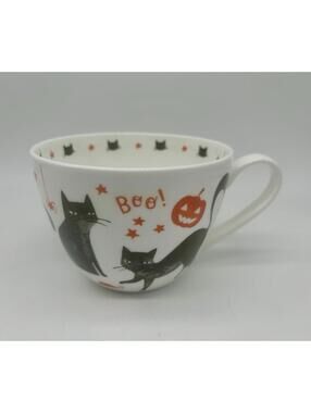 Portobello Halloween Black Cats Trick or Treat Fine Bone China Coffee Cup Mug